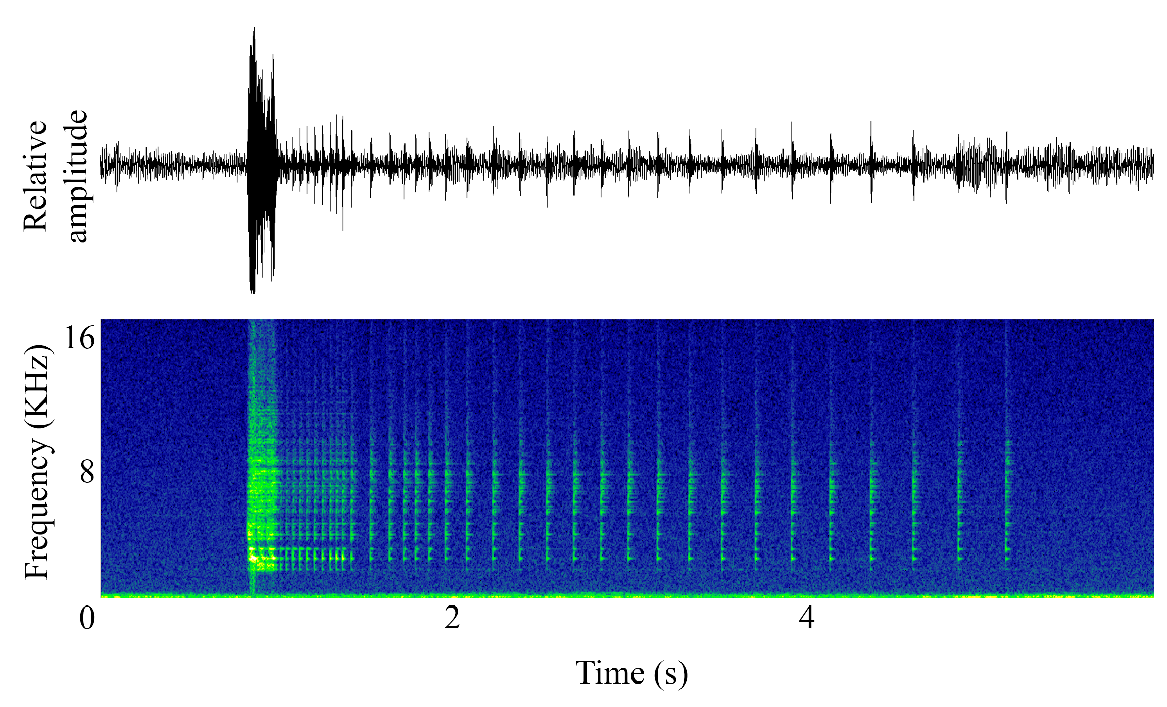spectrogram of <i>Clupea pallasii</i> (Pacific herring) making the sound FRT